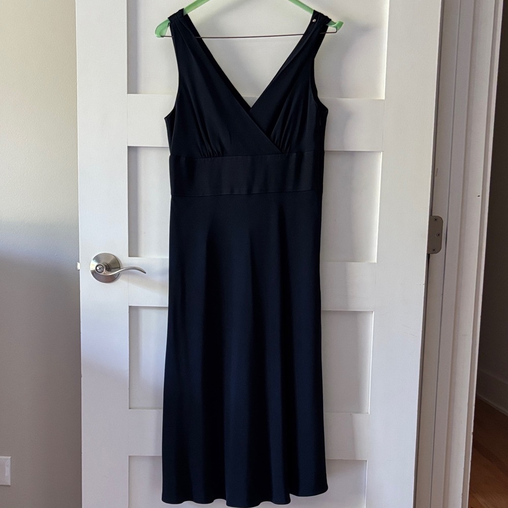 J. Crew Elegant Navy Silk Sleeveless Midi Dress